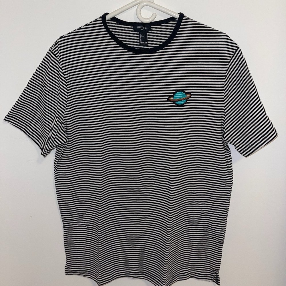 Forever 21 Striped T-Shirt with Planet Patch